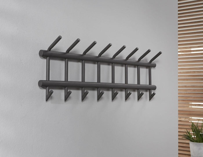 Giga Meubel - Kapstok Donkergrijs Metaal - 8-Haaks - Ronde Buis