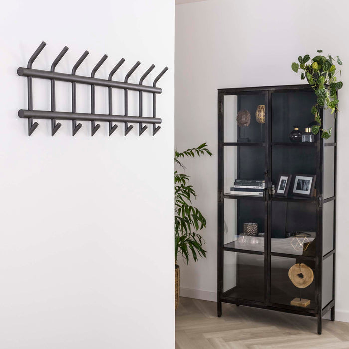 Giga Meubel - Kapstok Donkergrijs Metaal - 8-Haaks - Ronde Buis