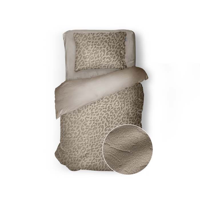 Eleganzzz Dekbedovertrek Micro Mink Leopard - royal sand