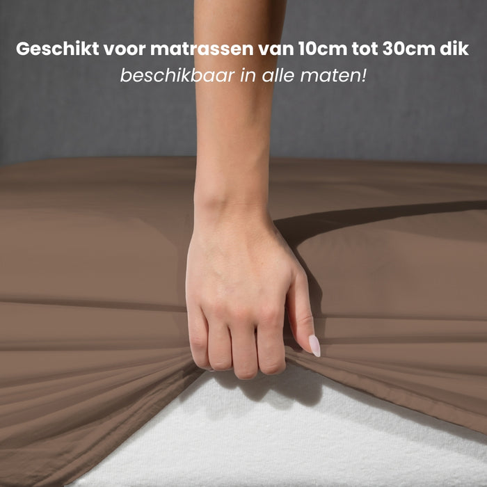 Superieur - Hoeslaken -  Katoen - Taupe - 100x200cm