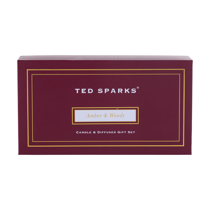 Ted Sparks - Geurkaars & Geurstokjes Diffuser - Gift set - Amber &