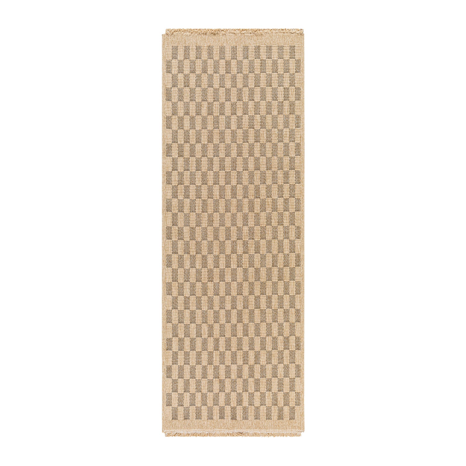 by fonQ Block Vloerkleed Loper 80 x 220 cm - Donkerbeige