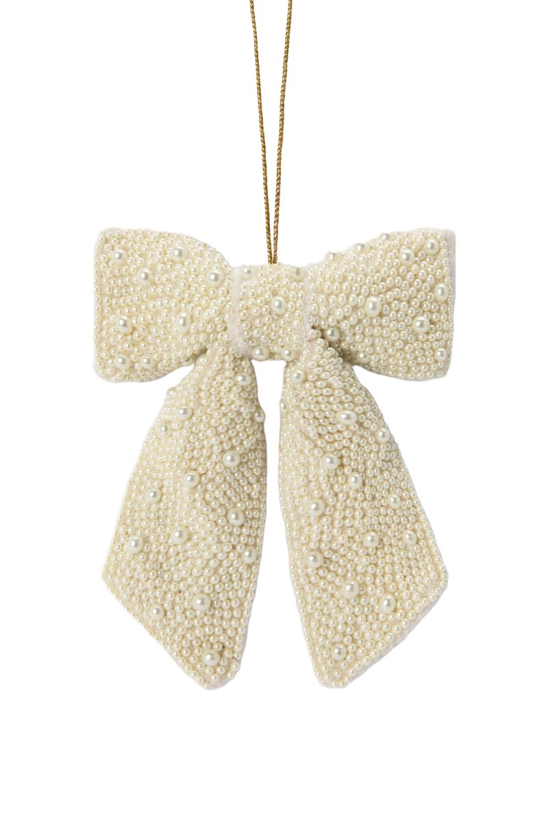 Sissy-Boy Witte strik kersthanger met parels