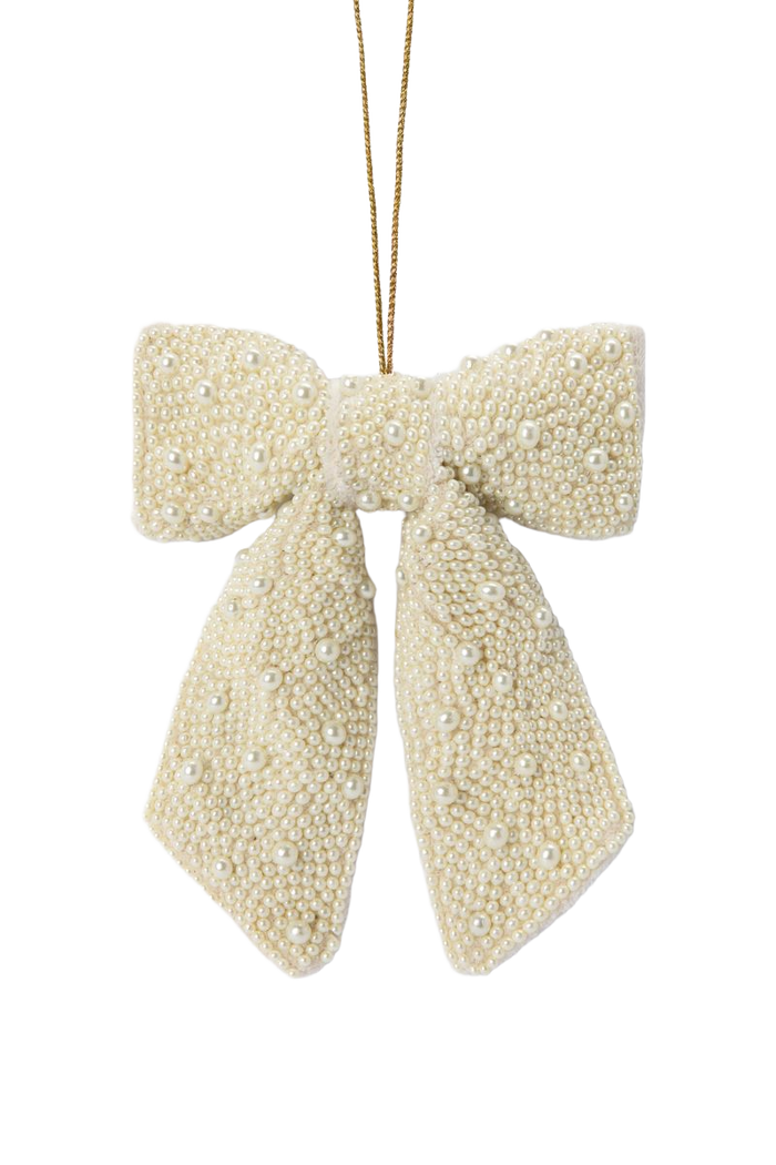 Sissy-Boy Witte strik kersthanger met parels