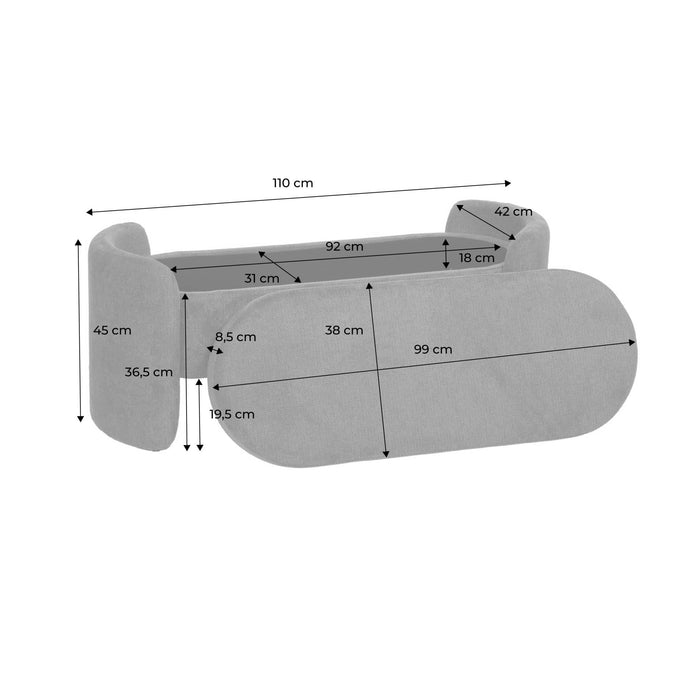 sweeek - Opbergkistbank, eigentijds stoffen bedeinde