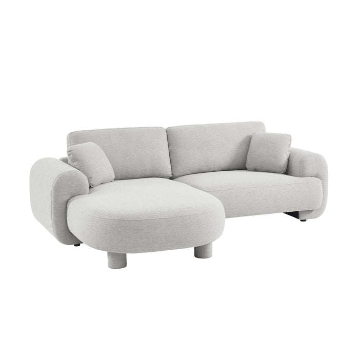 sweeek - Linkerhoekbank 3-zits stof, ronde poten