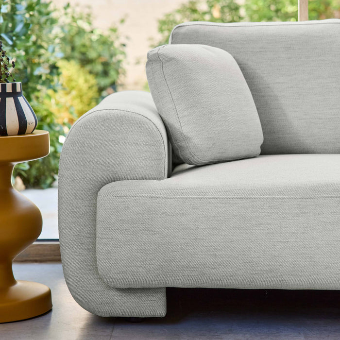 sweeek - Rechterhoekbank 3-zits stof, ronde poten