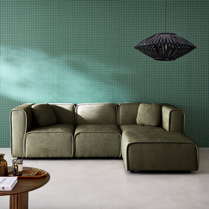 sweeek - Rechtse hoekbank 3 zitplaatsen stof