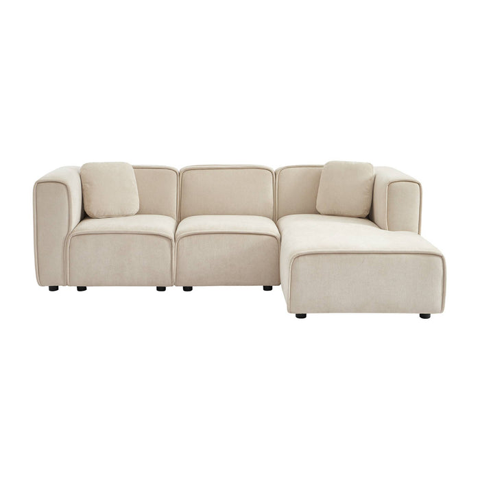 sweeek - Rechtse hoekbank 3 zitplaatsen stof