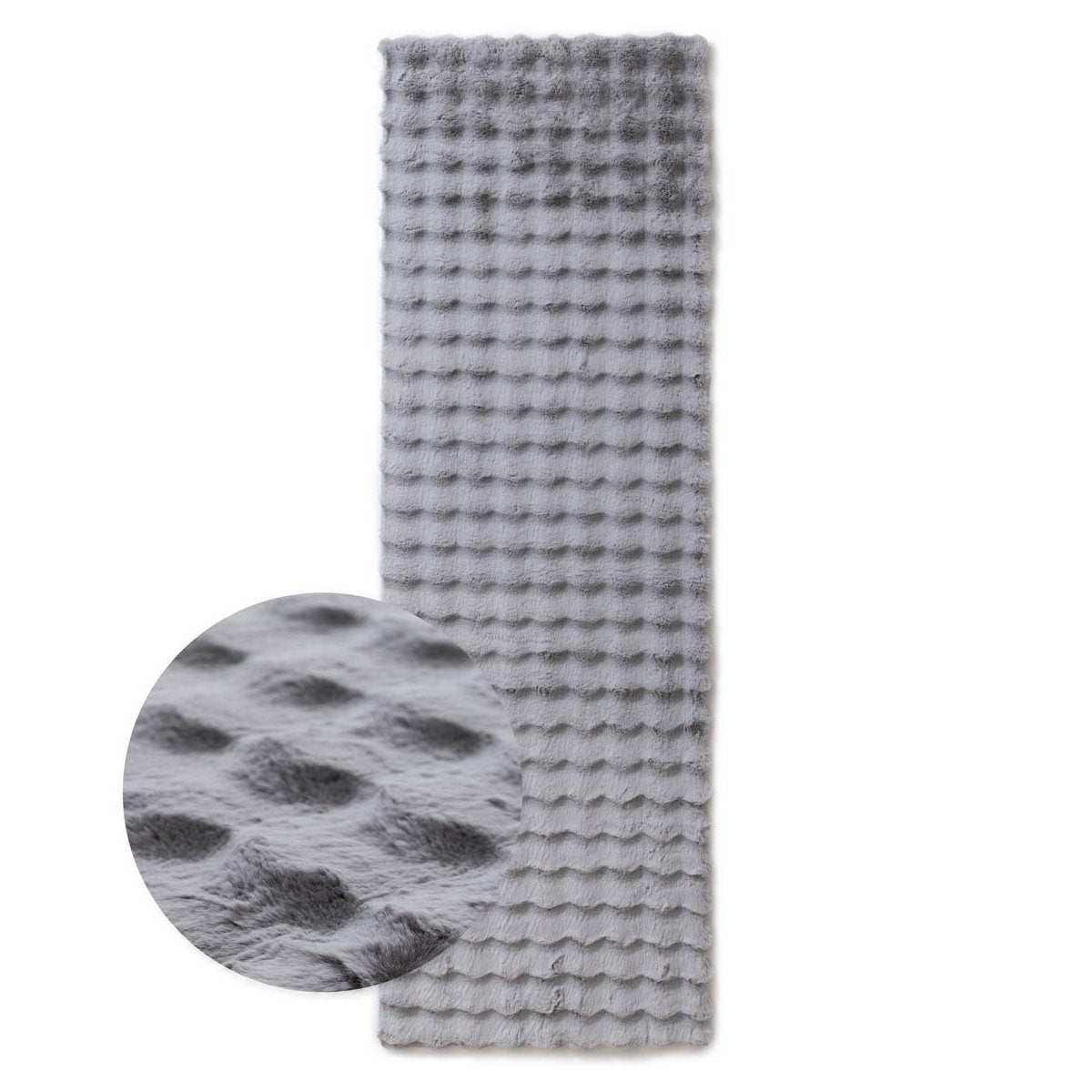 Tapeso Fluffy loper - Cloud zilver - 80x250 cm