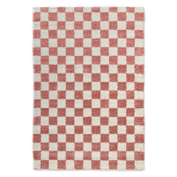 Boho&me Checkerboard vloerkleed - Check ivoor|roze - 160x230 cm