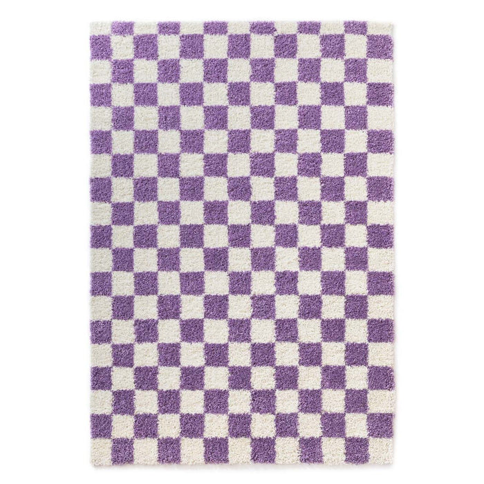 Boho&me Checkerboard vloerkleed - Check ivoor|lila - 160x230 cm