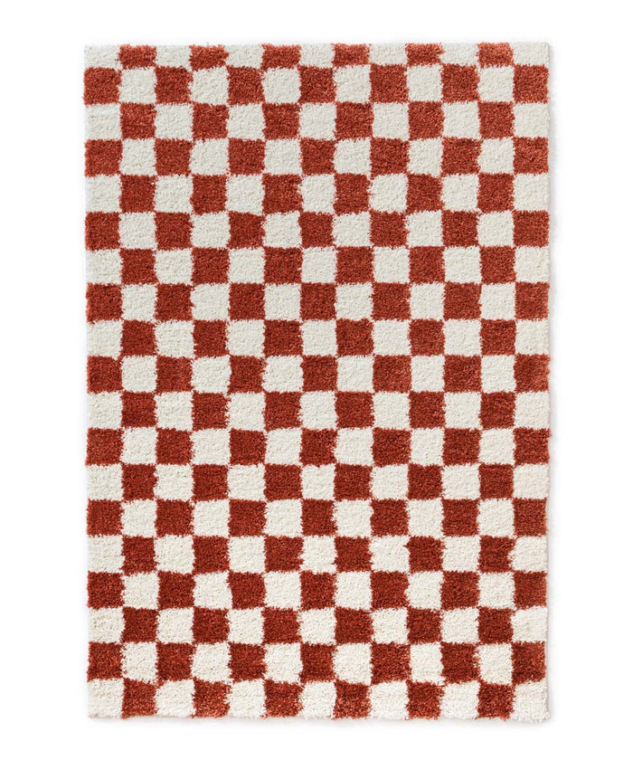 Boho&me Checkerboard vloerkleed - Check ivoor|koraal - 300x400 cm