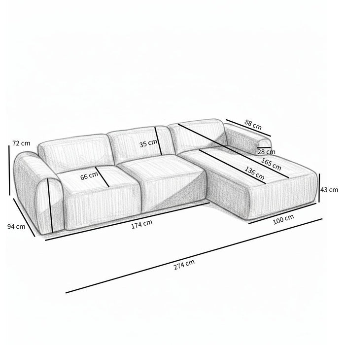 Bronx71 Hoekbank Maine bouclé stof bruin|grijs rechts