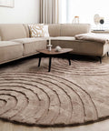 Tapeso Fluffy vloerkleed rond - Carvy taupe - 160 cm