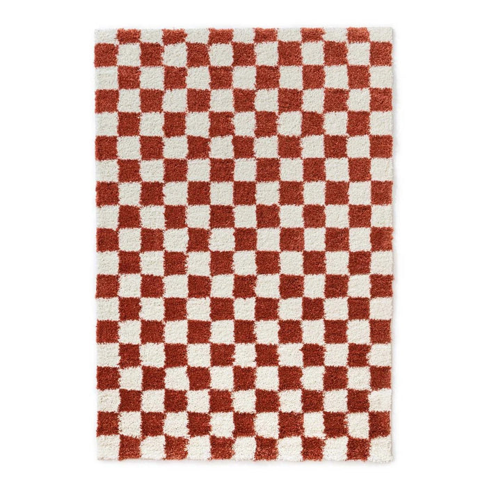 Boho&me Checkerboard vloerkleed - Check ivoor|koraal - 100x200 cm