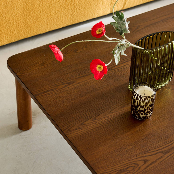 sweeek - Salontafel van rubberhout met eikenfineer, vierkant