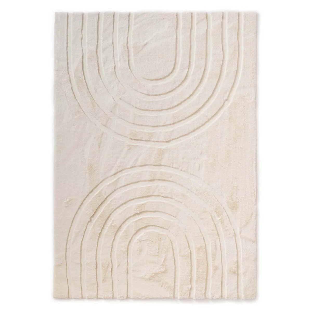 Tapeso Fluffy vloerkleed - Carvy crème - 140x200 cm