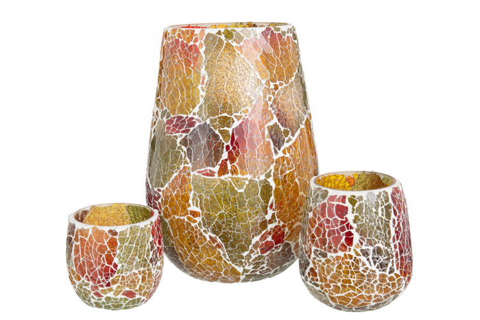 J-line - Kaarsenhouder Sunset Glas Multi Large - 17.5x17.5x26.5cm