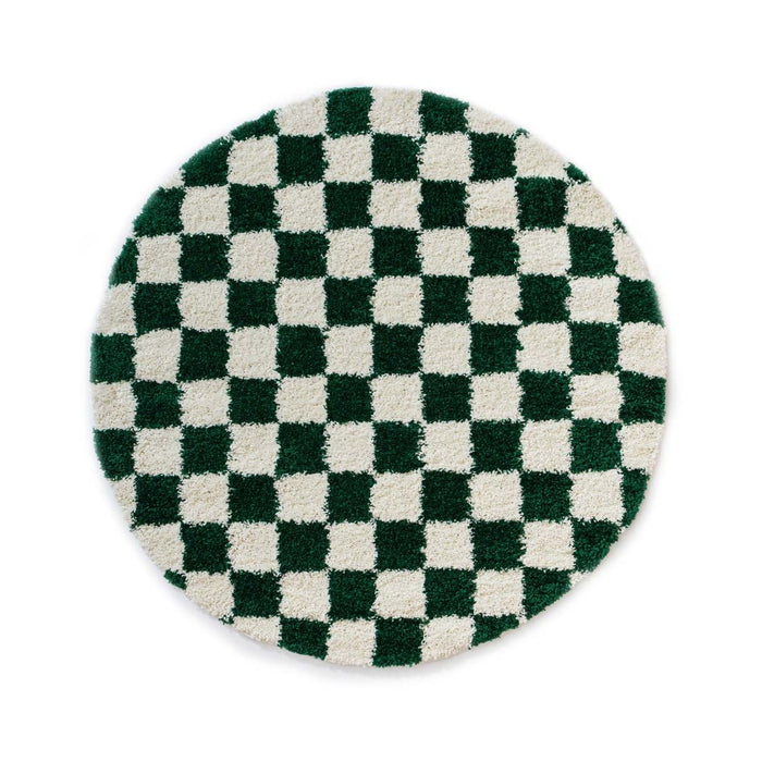 Boho&me Rond checkerboard vloerkleed - Check ivoor|jade - 100 cm