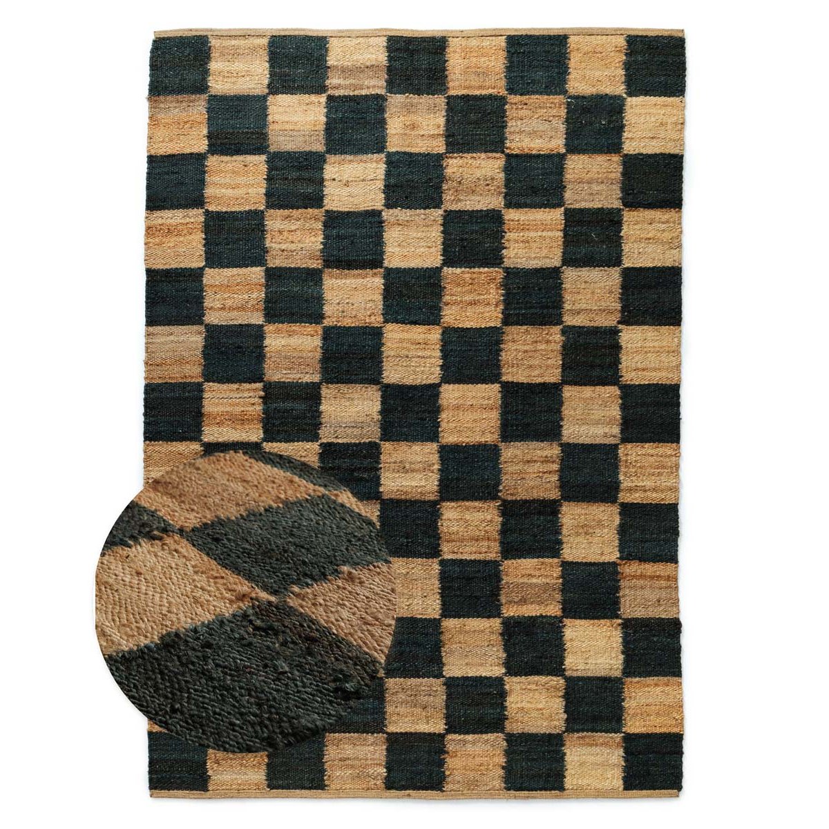 Boho&me Jute vloerkleed - Patch naturel|groen - 200x300 cm