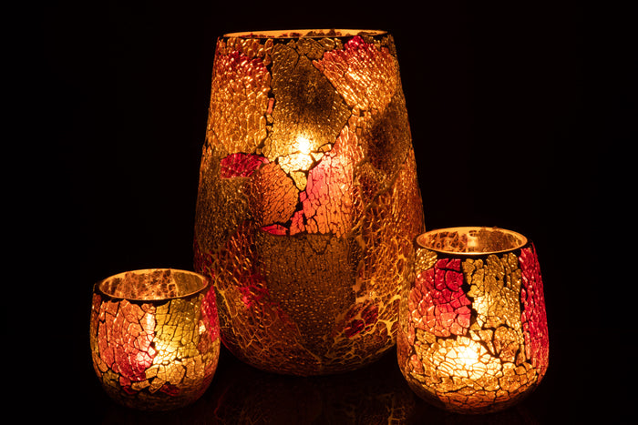 J-line - Kaarsenhouder Sunset Glas Multi Large - 17.5x17.5x26.5cm