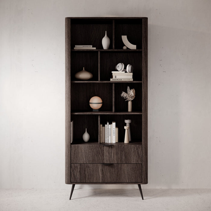 Meubella - Victoria - Boekenkast - Donker eiken - 88x38x194 cm