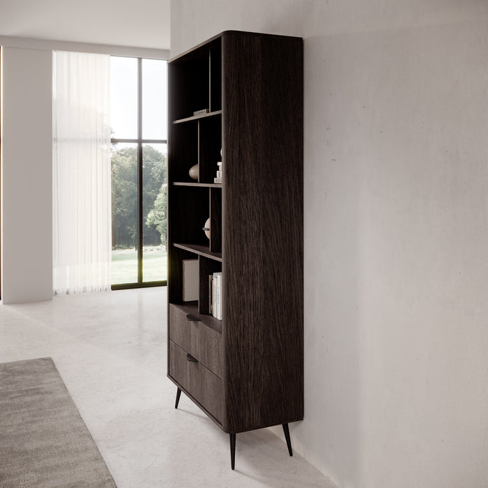 Meubella - Victoria - Boekenkast - Donker eiken - 88x38x194 cm