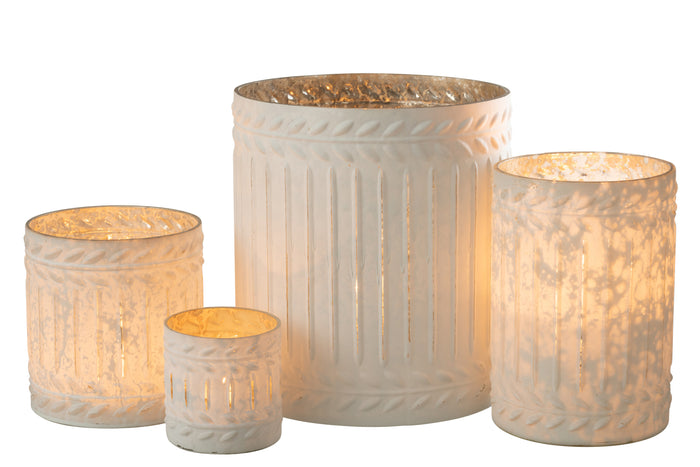 J-line - Kaarshouder Ezy Glas Wit Extra Large - 20x20x23cm