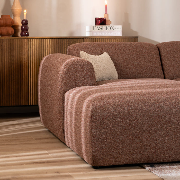 Bronx71 Hoekbank Maine bouclé stof rood|roze links