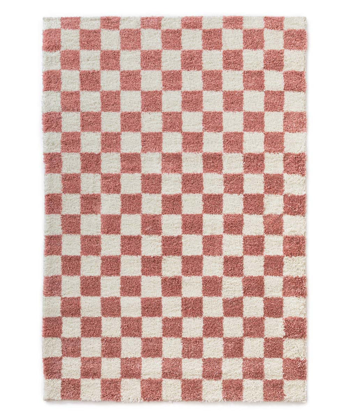 Boho&me Checkerboard vloerkleed - Check ivoor|roze - 240x340 cm