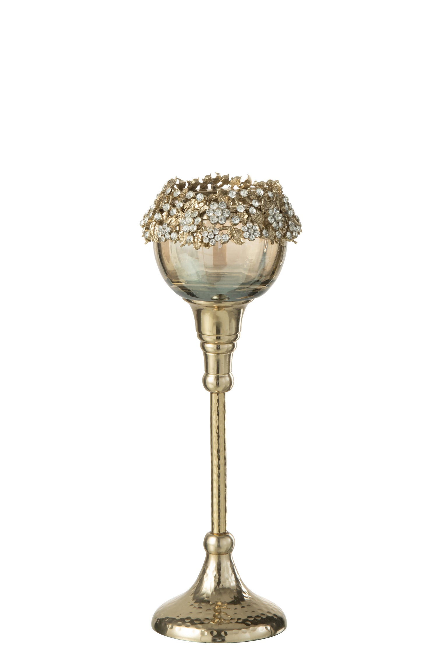 J-line - Theelichthouder Viane Metaal Goud|brons Medium - 8x5.7x25cm