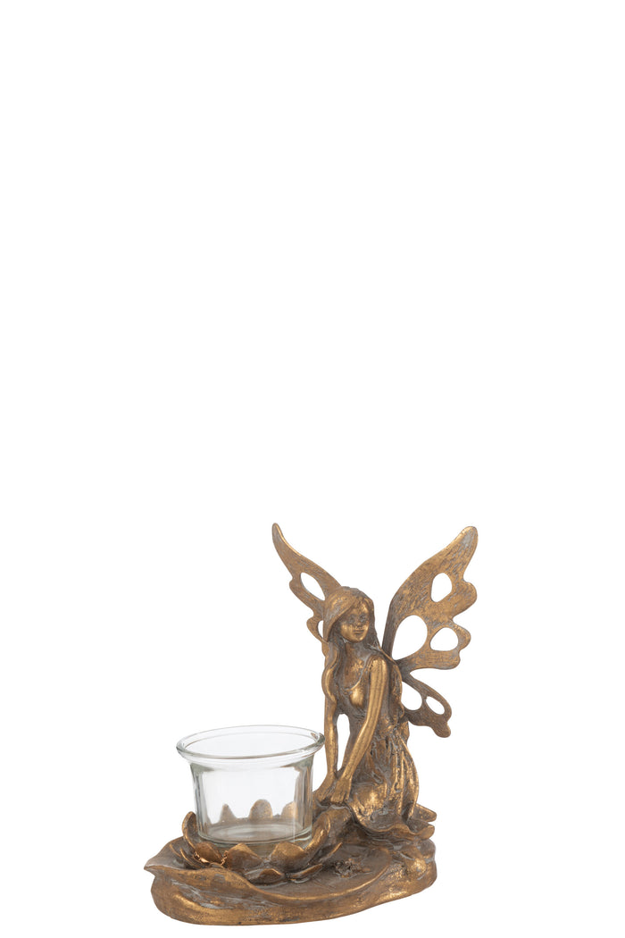 J-line - Theelichthouder Vidia Metaal Goud Small - 15x10x16cm