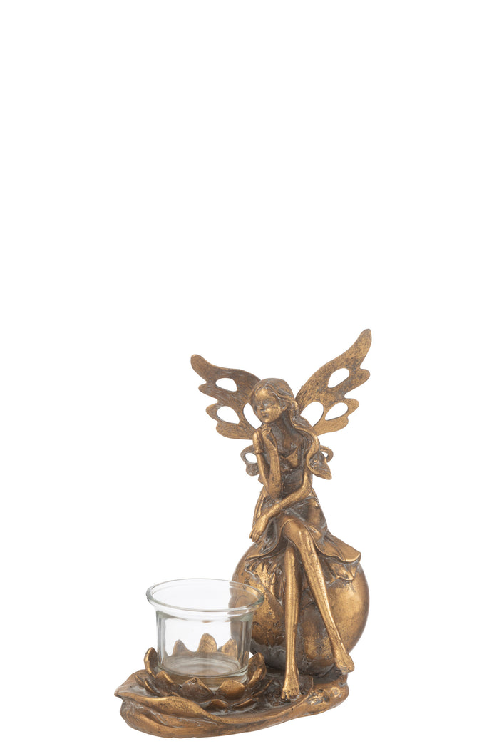 J-line - Theelichthouder Vidia Metaal Goud Large - 15x11.5x20cm