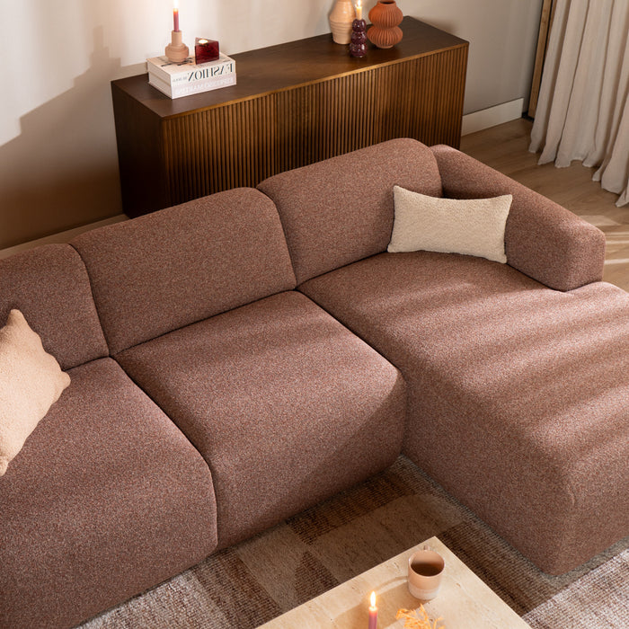 Bronx71 Hoekbank Maine bouclé stof rood|roze rechts