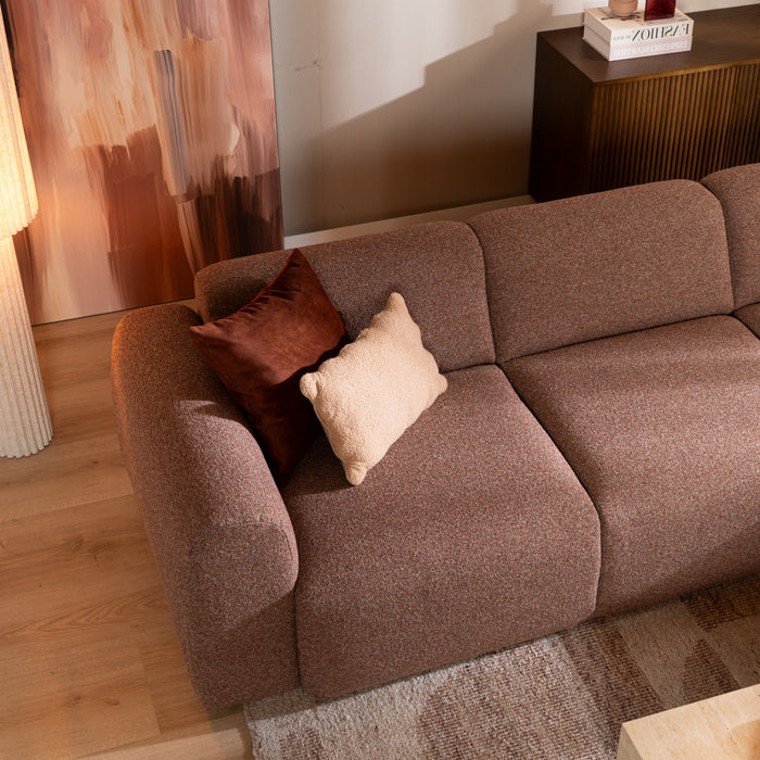 Bronx71 Hoekbank Maine bouclé stof rood|roze rechts