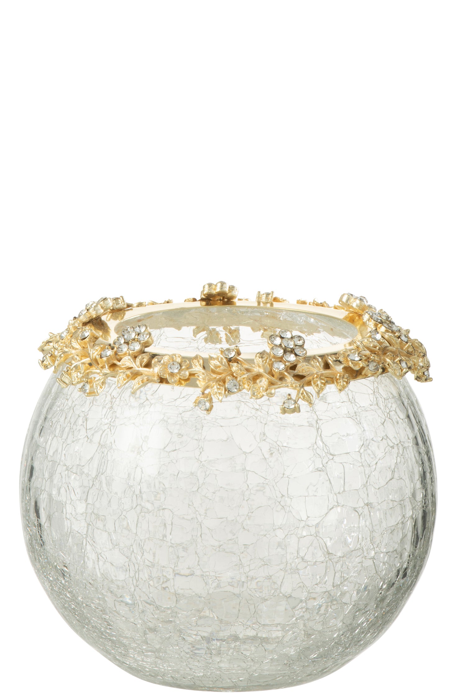 J-line - Theelichthouder Volve glas Goud Large - 14x10x14cm