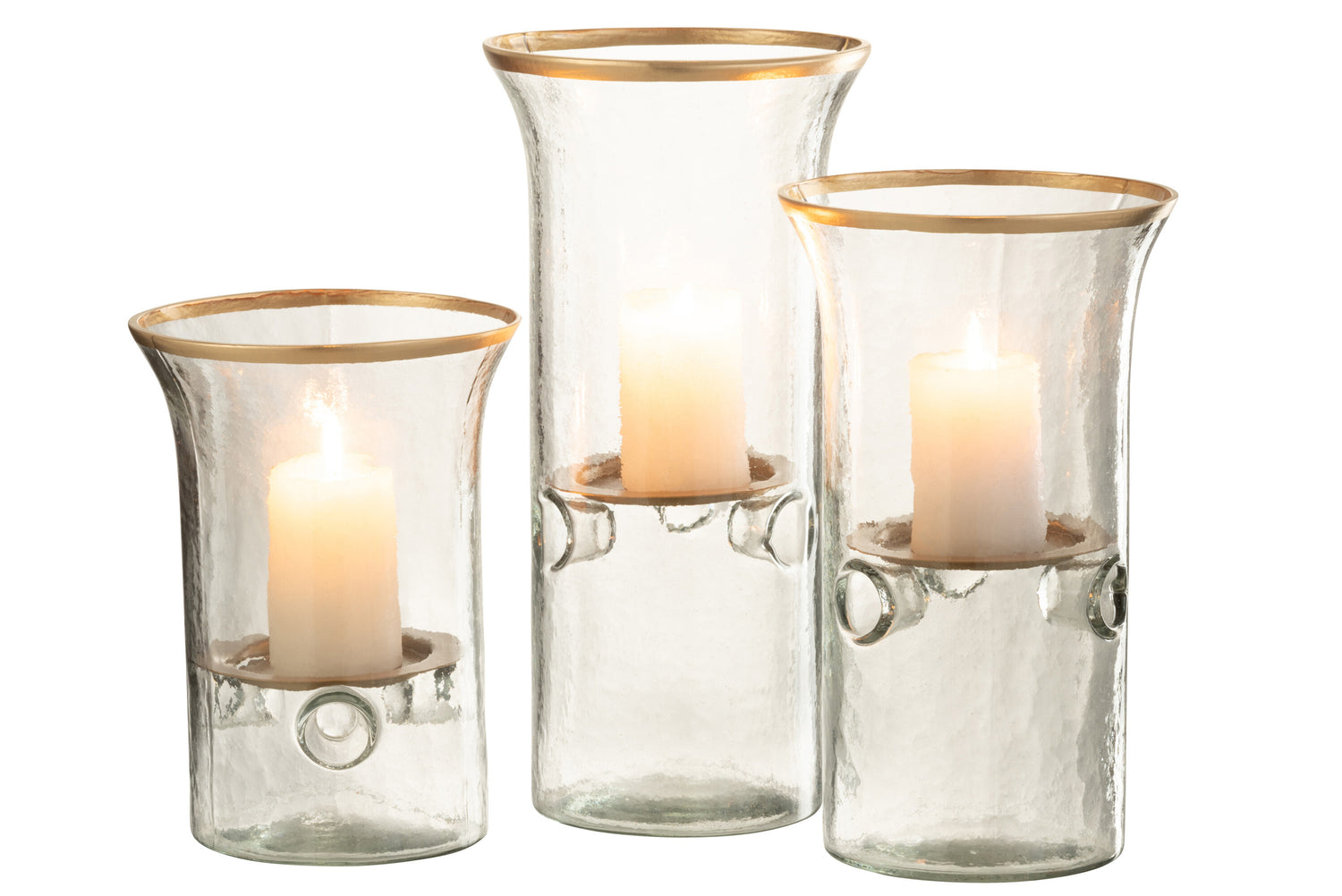 J-line - Set 3 Kaarshouder Bord Goud Glas Transparant - 15x15x26cm