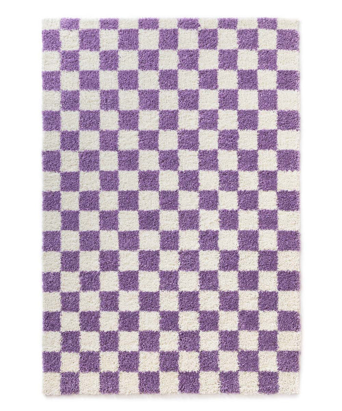 Boho&me Checkerboard vloerkleed - Check ivoor|lila - 300x400 cm