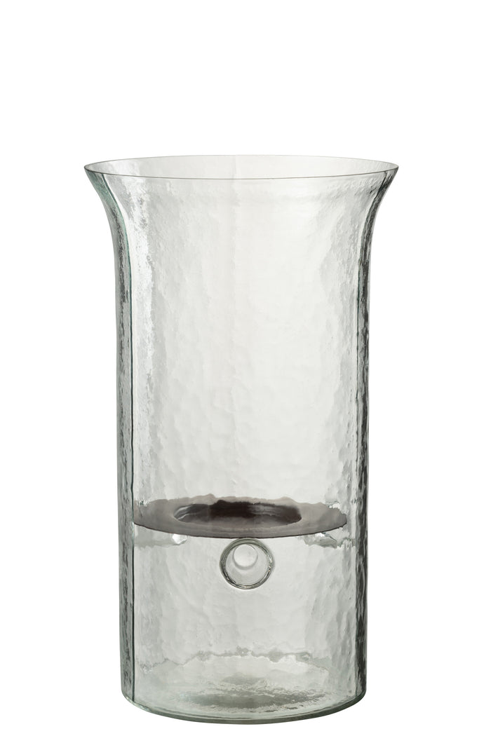J-line - Kaarshouder Bord Wazig Glas Transparant Medium - 19x19x32.5cm