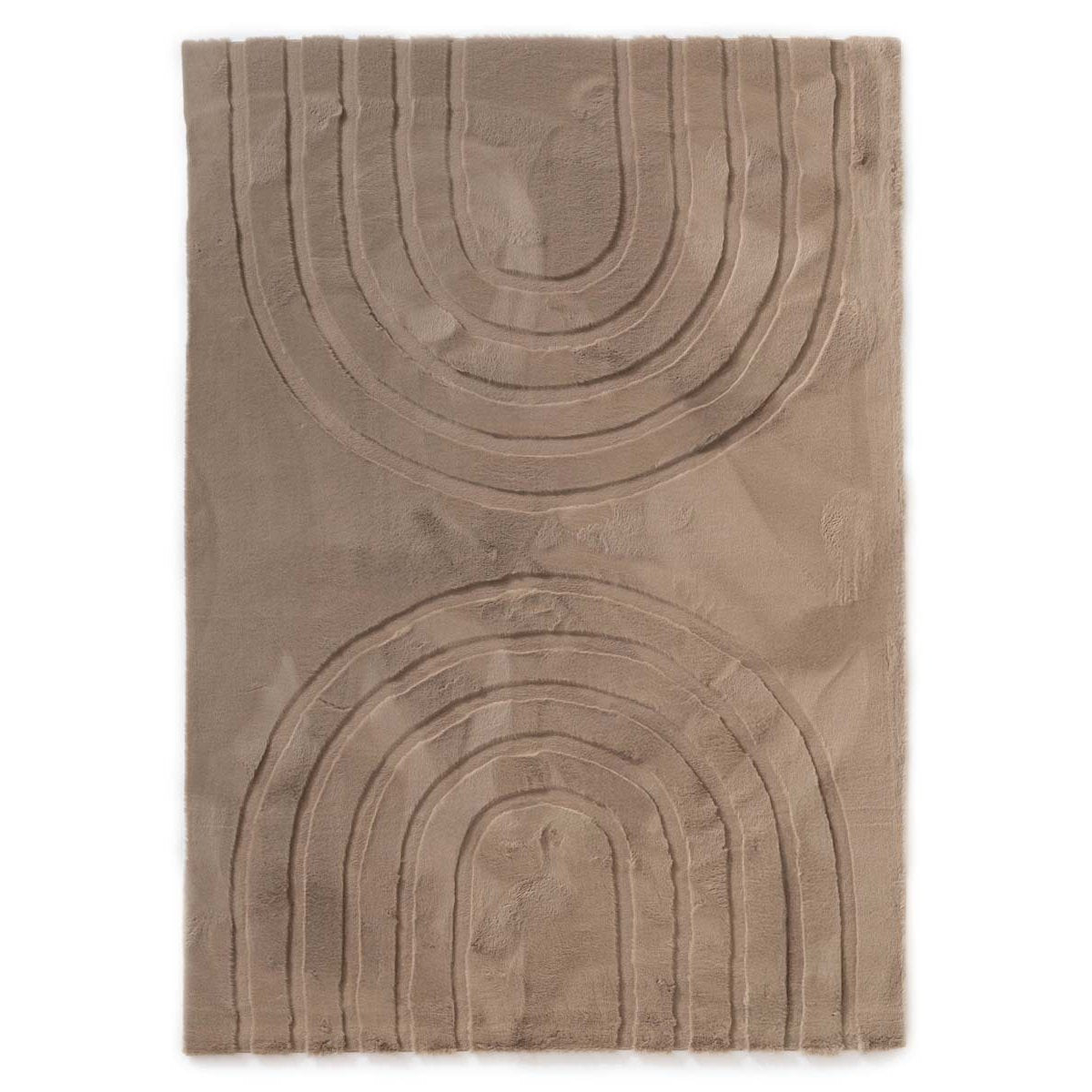 Tapeso Fluffy vloerkleed - Carvy taupe - 80x150 cm