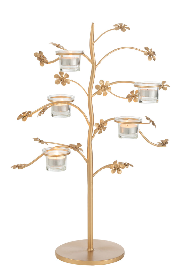 J-line - Kandelaar Tafel Metaal Goud - 36x16x54cm