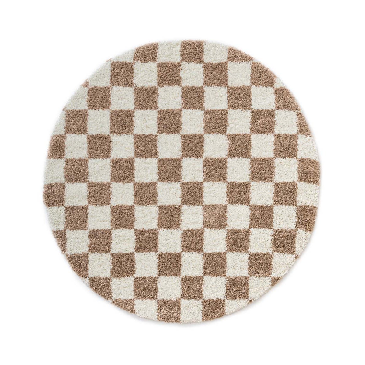 Boho&me Rond checkerboard vloerkleed - Check ivoor|beige - 250 cm
