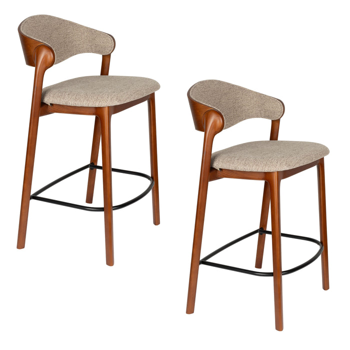 Dutchbone Babington Counter| Barkruk 65 cm Walnoot - Set van 2 - Bruin