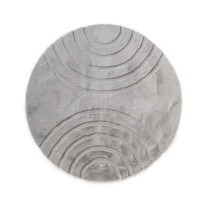 Tapeso Fluffy vloerkleed rond - Carvy lichtgrijs - 160 cm