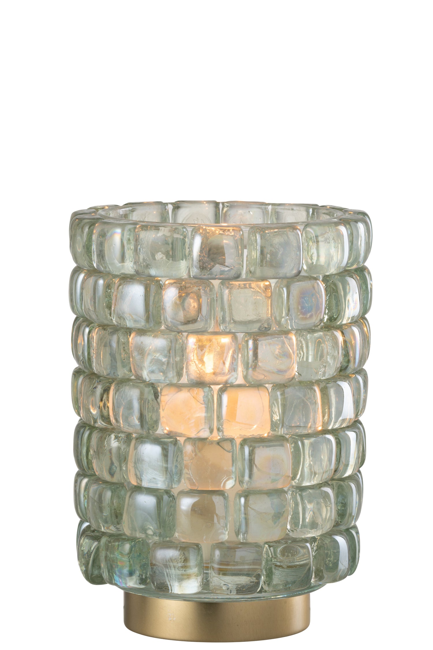 J-line - Theelicht Vierkant Mozaiek Glas Large - 14.5x14.5x20cm