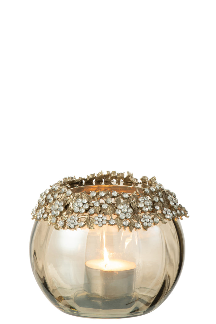 J-line - Theelichthouder Volve Metaal Goud Medium - 10x7.6x10cm