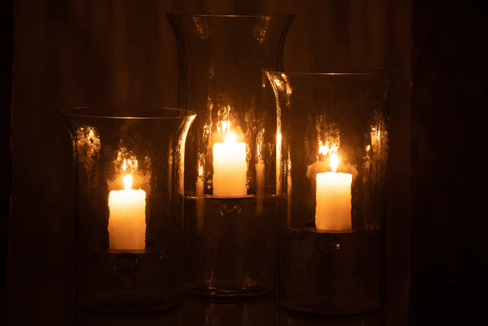 J-line - Kaarshouder Bord Wazig Glas Transparant Large - 19x19x40cm