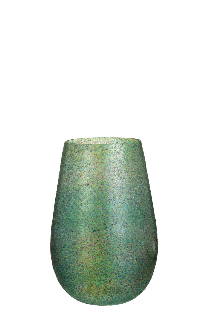 J-line - Kaarsenhouder Tom Glas Groen Large - 17.5x17.5x26.5cm