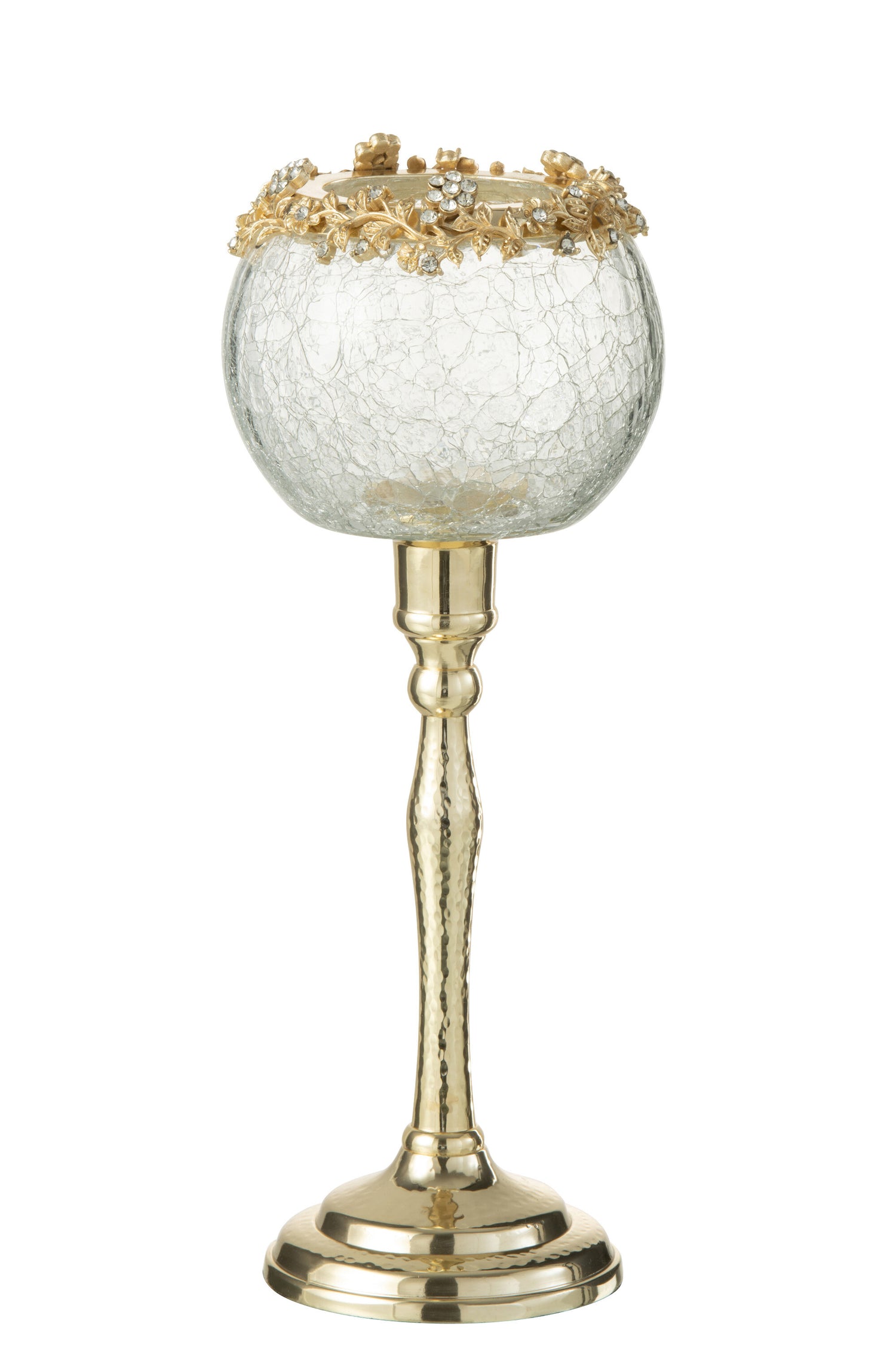 J-line - Theelichthouder Viane Metaal Goud Large - 10.2x7.6x33cm